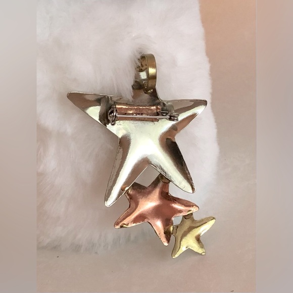 Vintage Mixed Metals Shooting Stars Brooch/Pendant - Picture 4 of 10